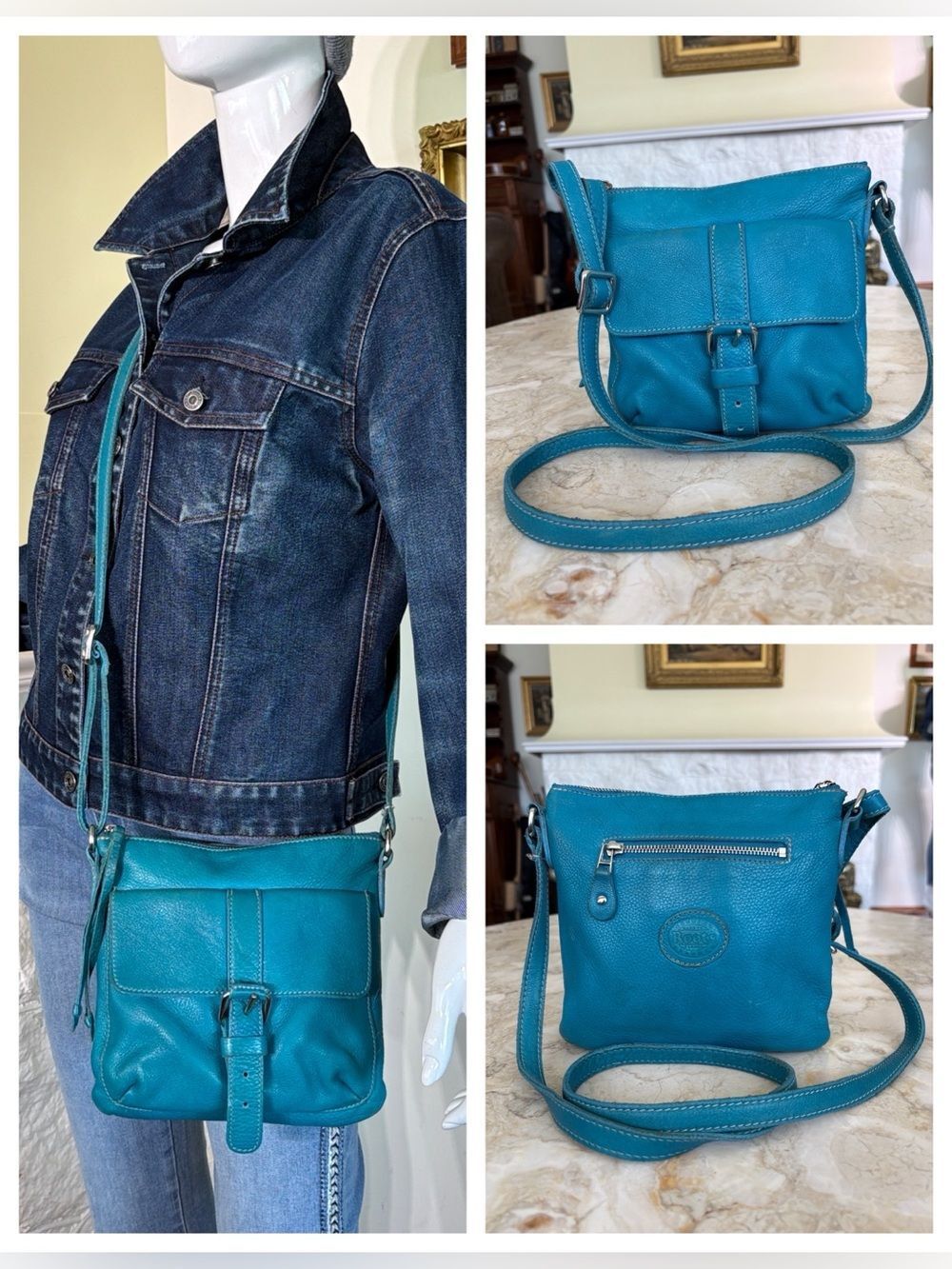 Vintage Roots Leather Crossbody Saddle Bag